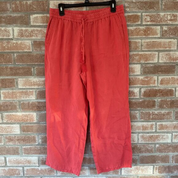 Talbots 100% Linen Pants Salmon Pink Size 10 Petite - Picture 1 of 7
